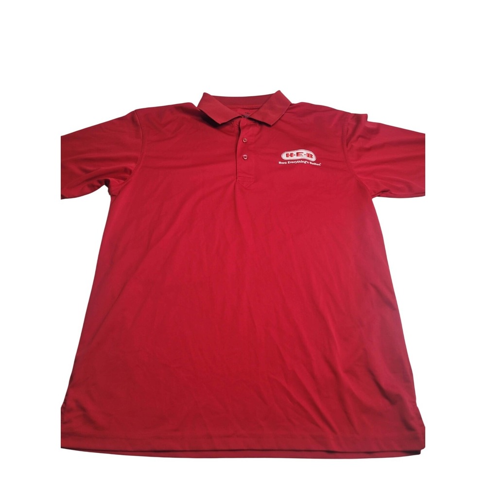Threads HEB‎ Employee Uniform Red Short Sleeve Polo Shirt Men's Medium